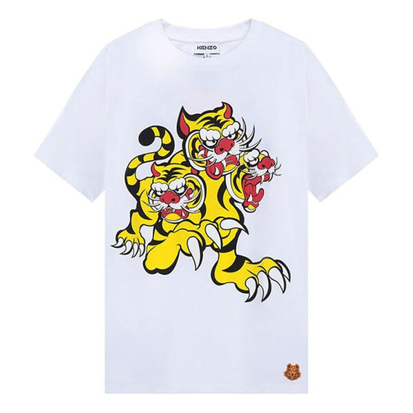 

Футболка men's ss21 tiger printing round neck short sleeve white Kenzo, белый