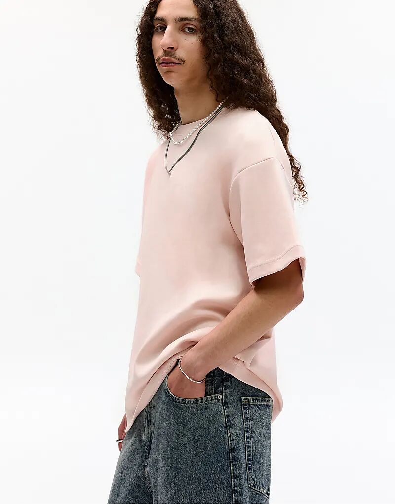 

Толстовка с короткими рукавами Pull&Bear розового цвета