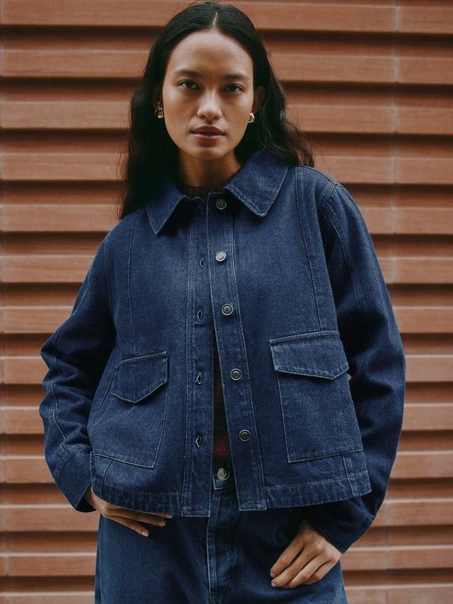 

Классическое джинсовое пальто а-силуэта из хлопка Albaray, Indigo