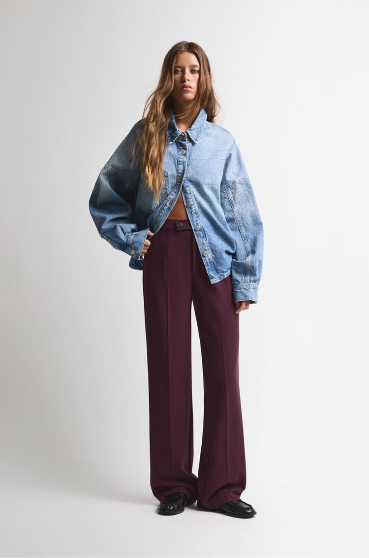 

Удобные брюки с высокой талией Pull And Bear, бургундия