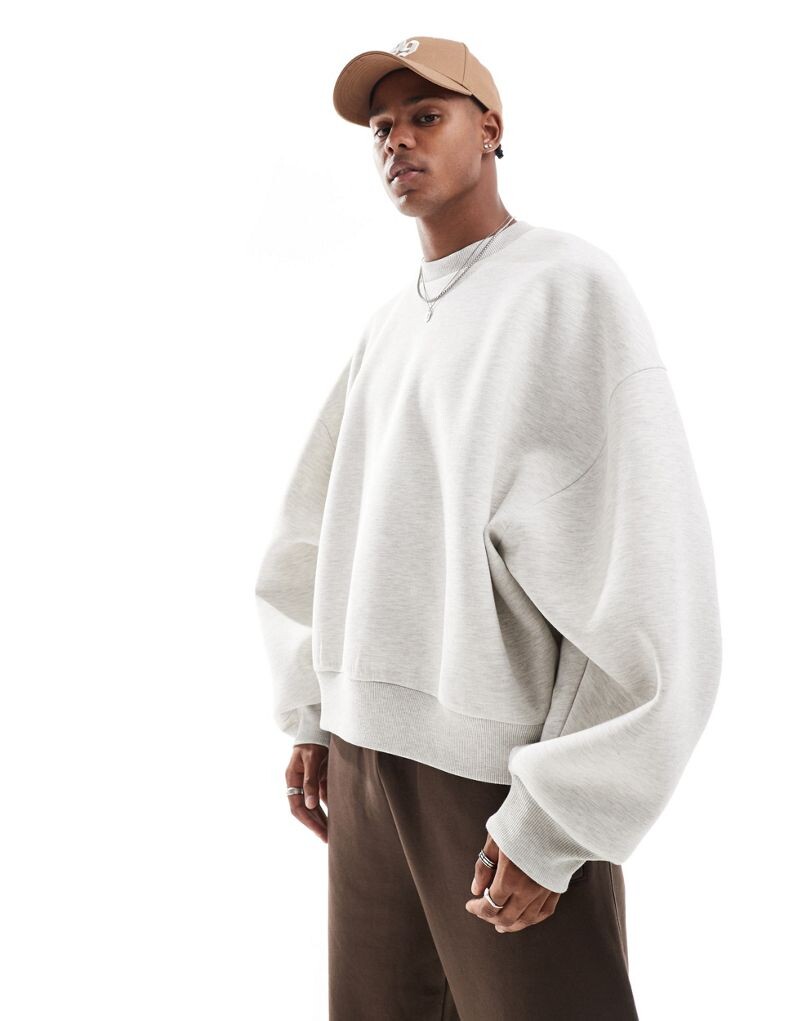 

Белый меланжевый свитшот с аквалангом ASOS DESIGN Extreme