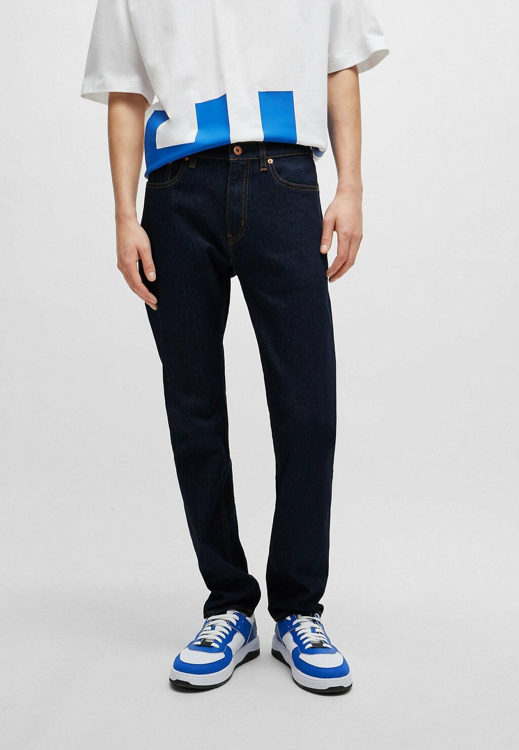 

Джинсы прямого кроя ASH SLIM FIT HUGO, темно-синий