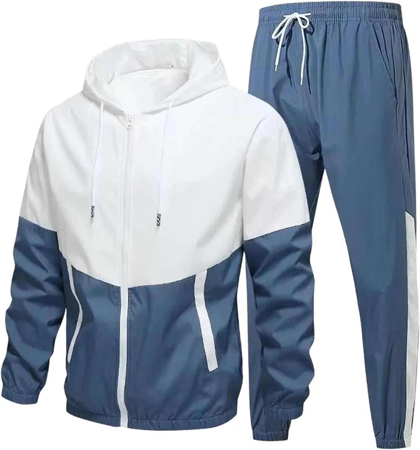 Спортивный костюм из двух предметов, с капюшоном, цветовой блок, Blue