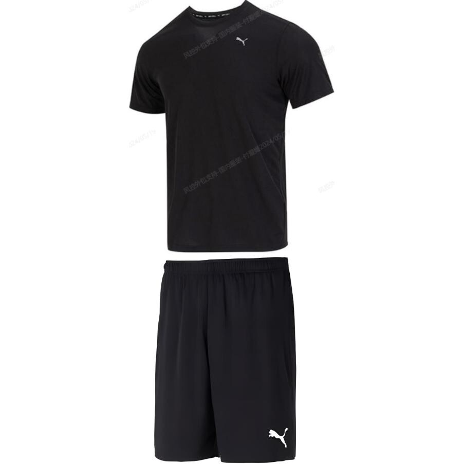 

Мужская повседневная спортивная одежда Puma, цвет Black top + black shorts