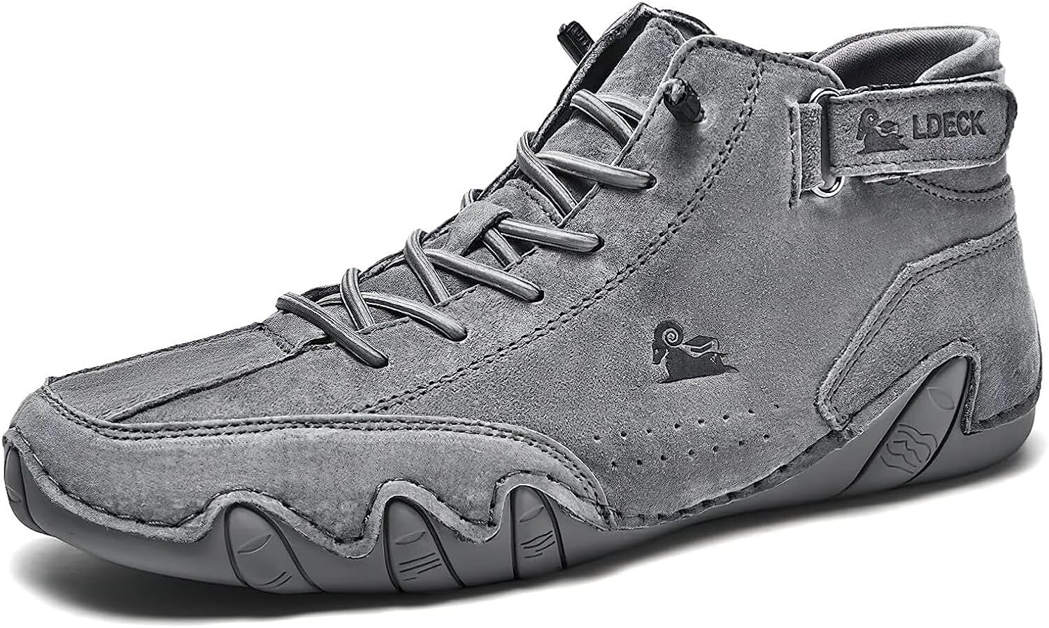 

Мужские водонепроницаемые противоскользящие высокие ботинки Поло ручной работы из замши для повседневной носки и активного отдыха Generic, темно-серый