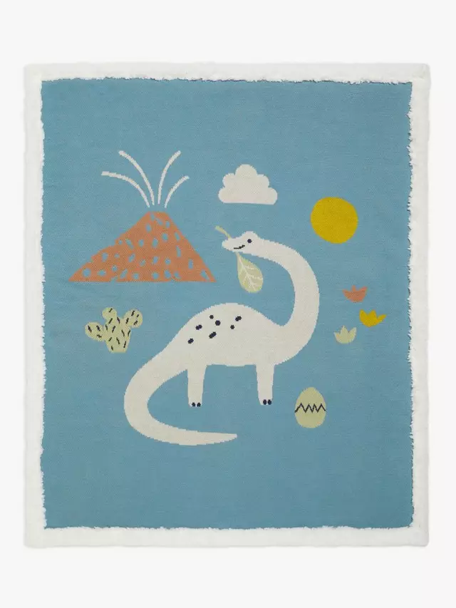 

Детское одеяло John Lewis Dinosaur Sherpa Fleece, 100 x 80cm