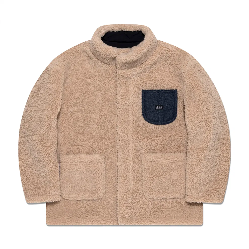 Детская двусторонняя куртка оверсайз из шерпы чёрная от Lee Kids — фото 4