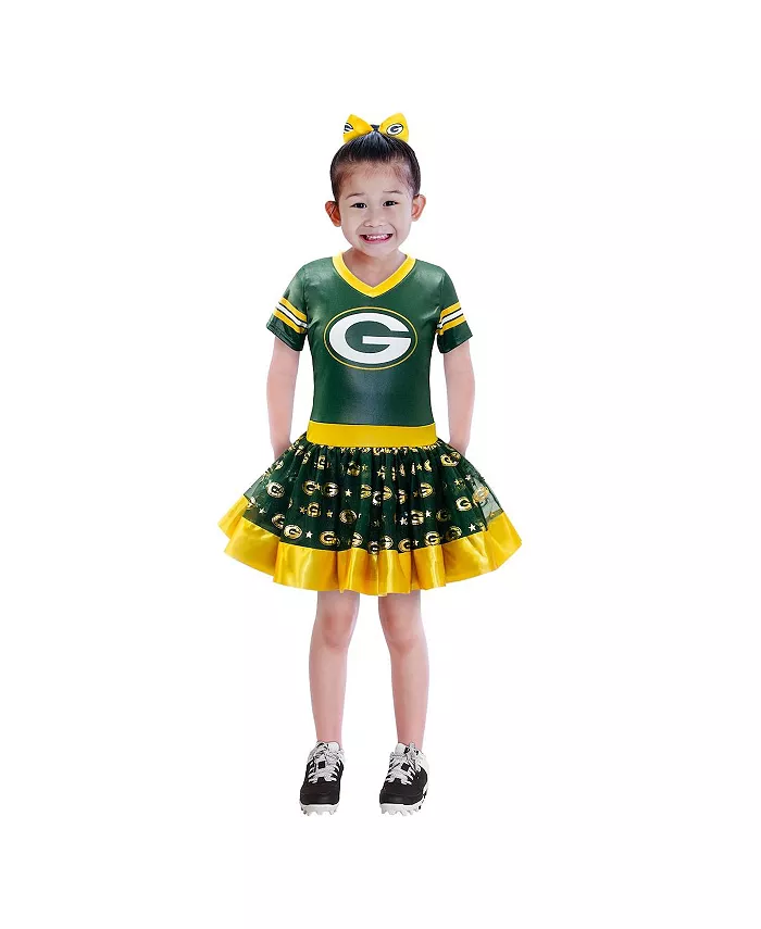

Большие девочки Зеленый Green Bay Packers Тутю Хвост Воротник-стойка Костюм для игрового дня Jerry Leigh