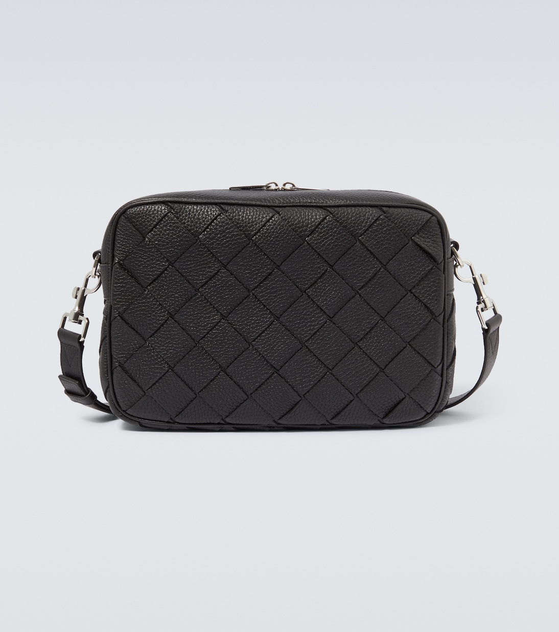 

Кожаная фотосумка Intrecciato Bottega Veneta, Black-Silver