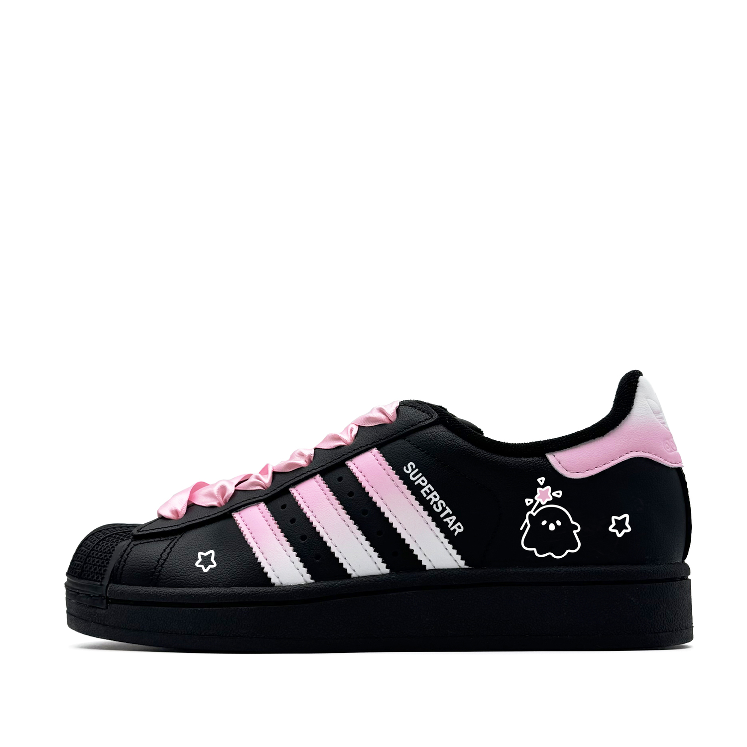 

Adidas Originals Superstar 2 Stars Ghost Slip Resistant Abrasion Resistant Low top Kids' Skateboarding Shoes Black