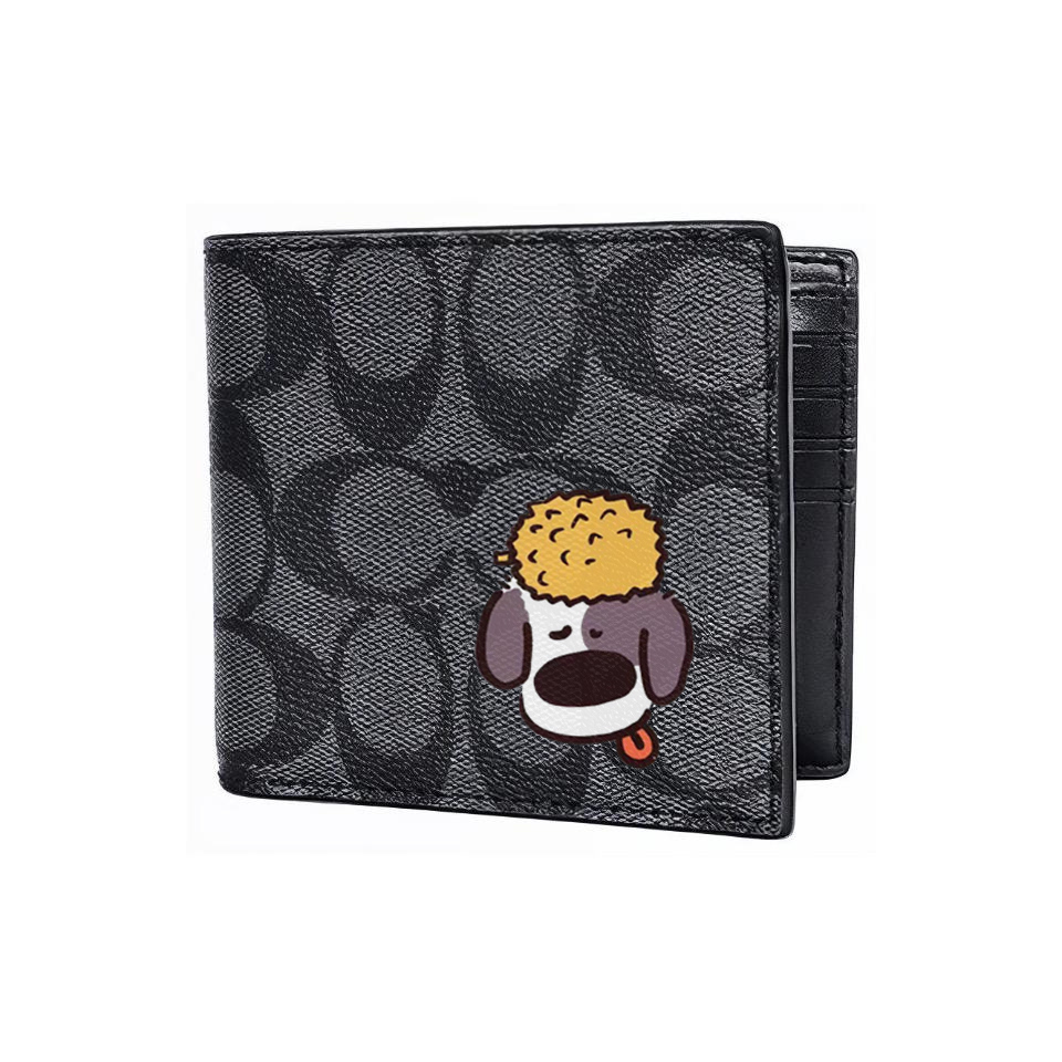 

COACH Кожаный кошелек 3 в 1 для мужчин черный, Dried Durians Puppy