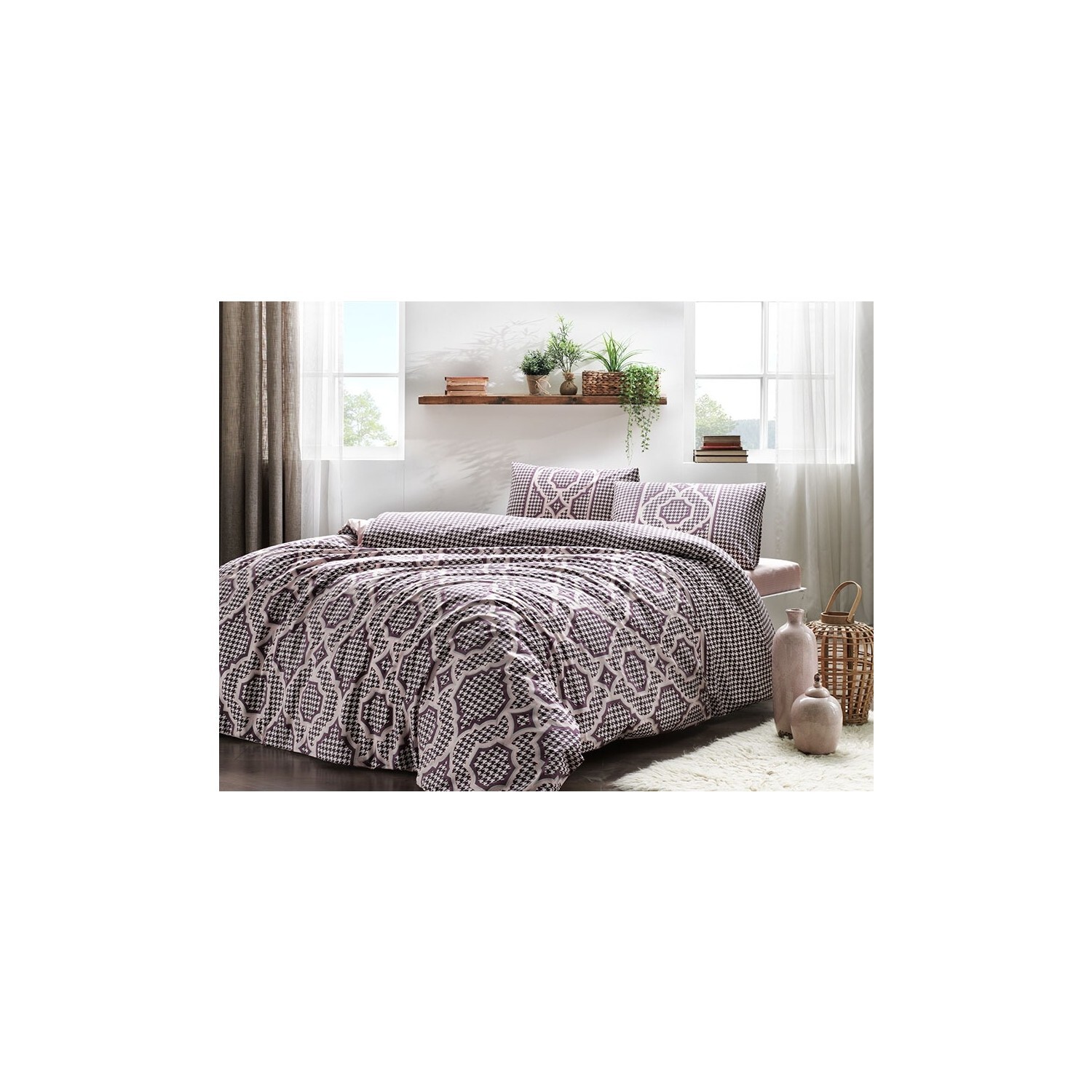 

Комплект постельного белья Tac Double Ranforce Evana Purple