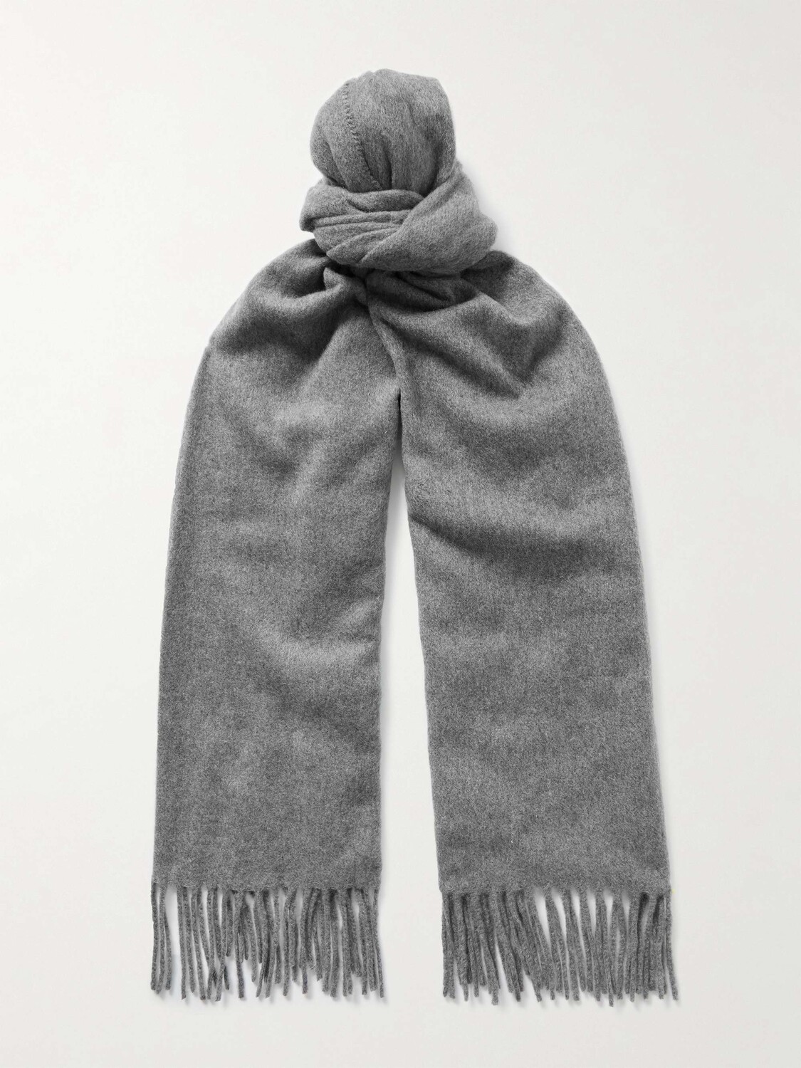 

Кашемировый шарф с бахромой и логотипом ACNE STUDIOS, серый