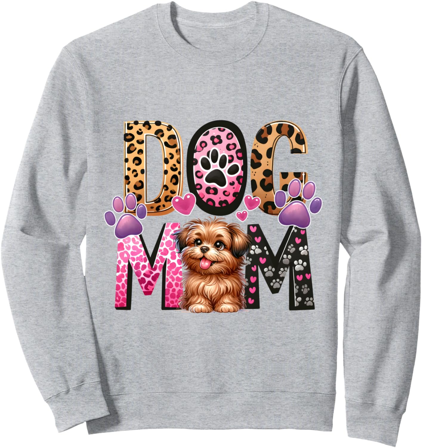 

Толстовка с милым леопардовым принтом «Любовь мамы к собакам» ко Дню матери Dog Mom Mother'S Day Pet Lover Mama Puppy Owner, серый