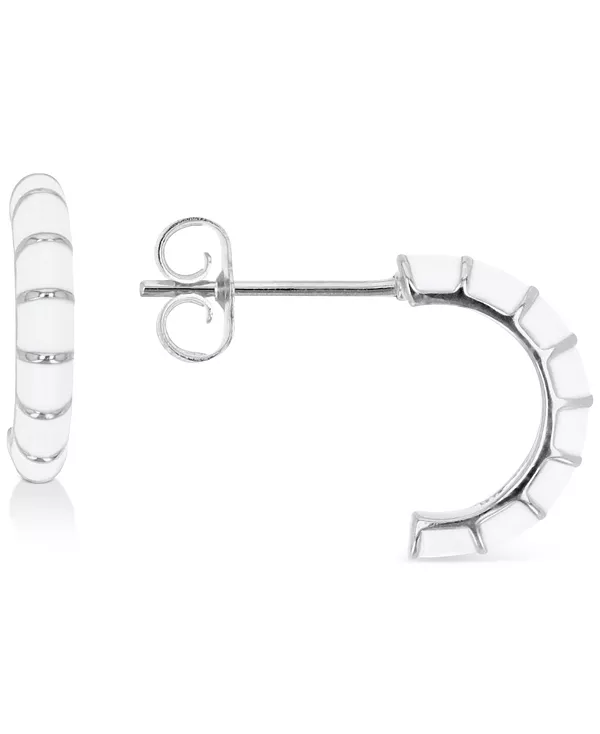 

Серьги-Кольца с эмалью из стерлингового серебра или 14-каратного золота поверх стерлингового серебра, 1/2 дюйма Macy'S, white/silver