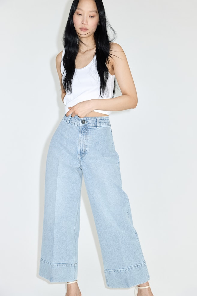 

Широкие укороченные джинсы H&M, синий