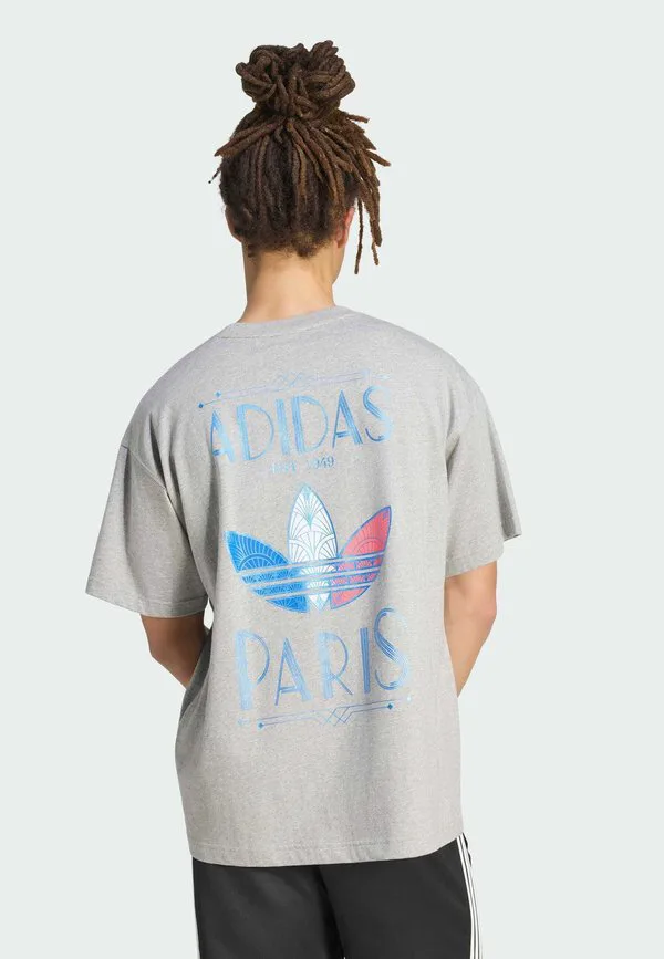 Футболка с принтом логотипа в стиле ар-деко из парижа Adidas Originals, Medium Grey Heather