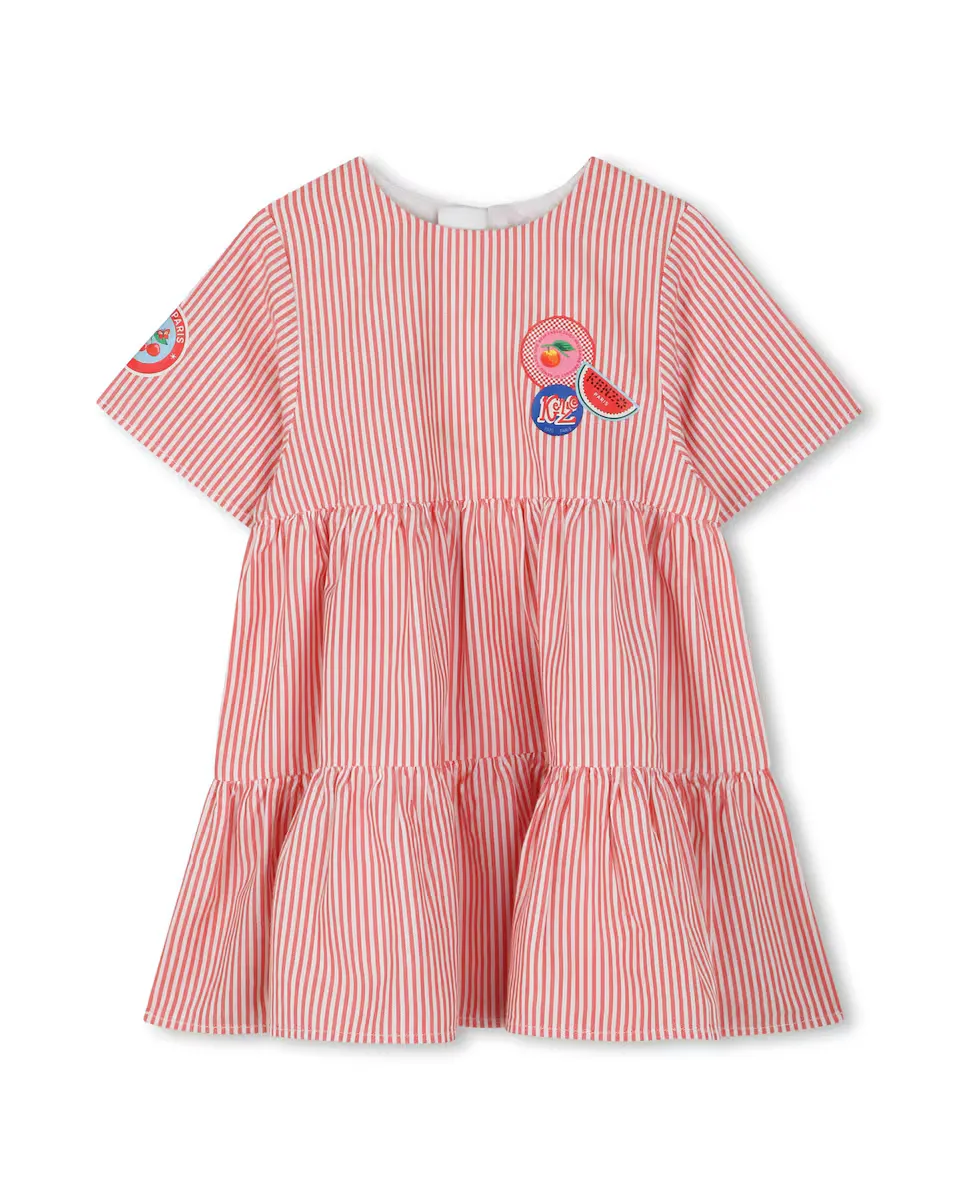 

Хлопковое платье для девочки в полоску Kenzo Kids, красный