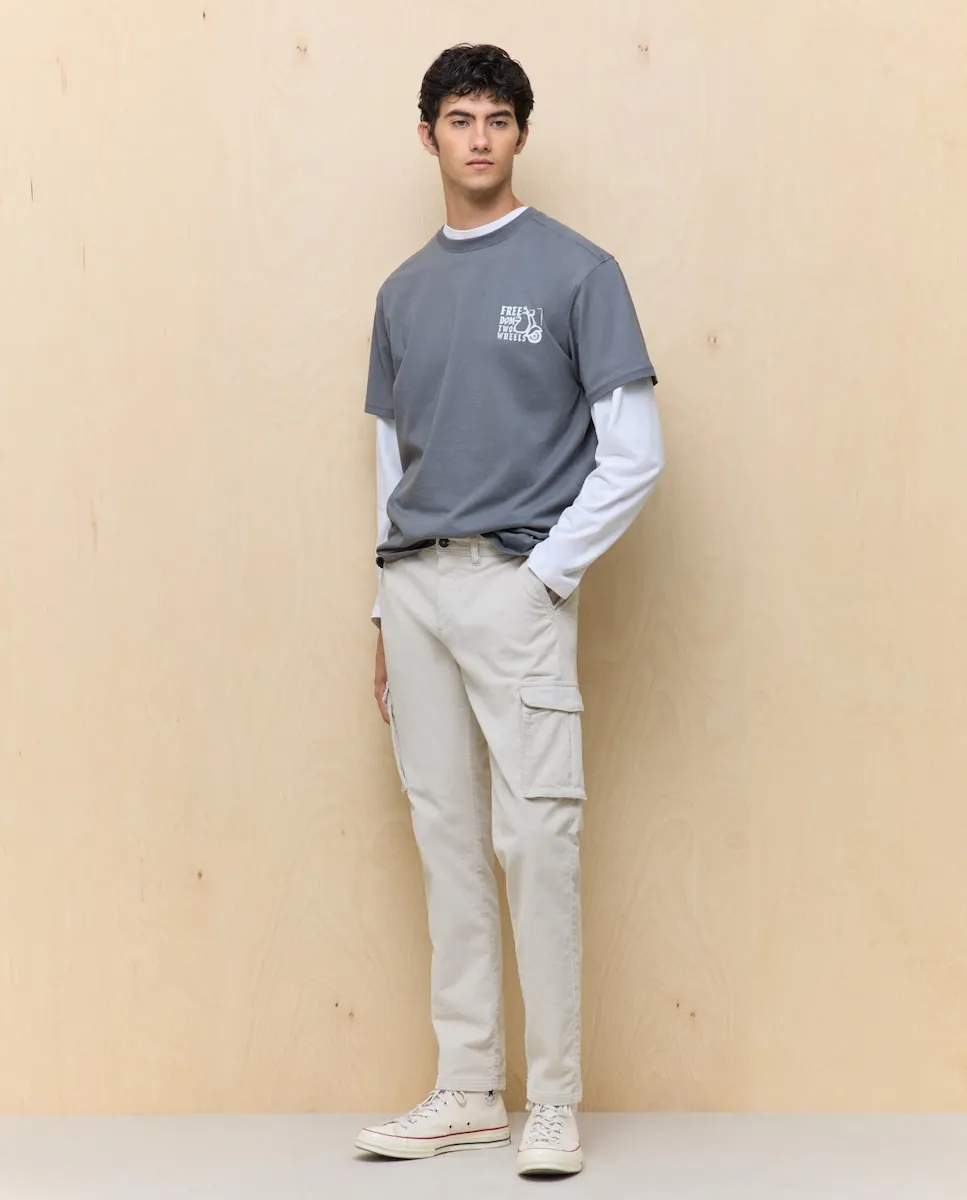 

Мужские узкие брюки с множеством карманов из стрейчевый вельвет Easy Wear, экрю