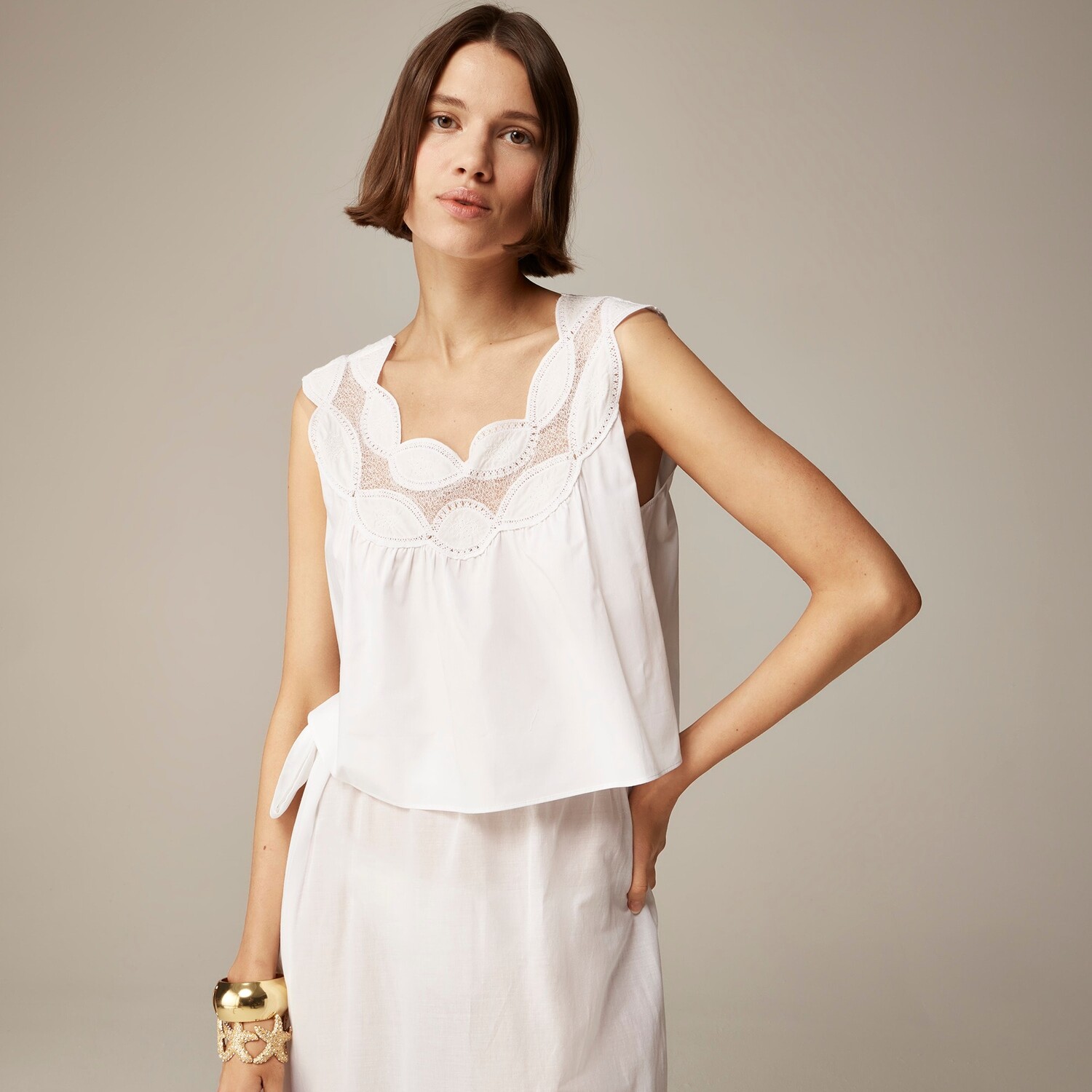 

Кружевной топ Swingy J.Crew, белый