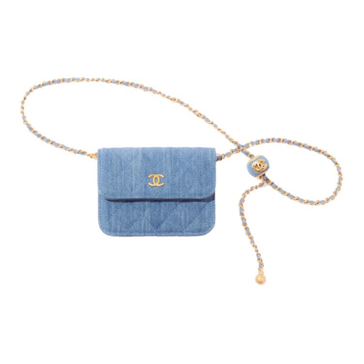 

CHANEL Вельюровая цепная сумка через плечо кроссбоди классическая женская джинсово-синяя