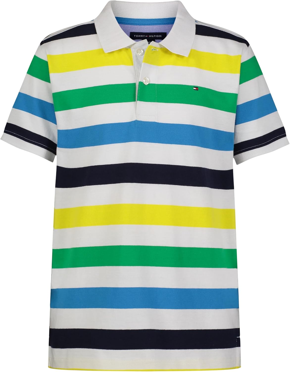 

Рубашка-поло Tommy Hilfiger Boys с коротким рукавом, в полоску, застежка на пуговицы, мягкая и удобная, Spectator Stripe