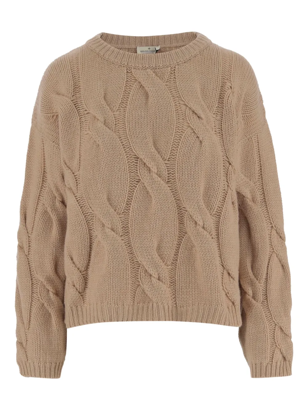 

Свитер с круглым вырезом, связанный косами BRUNO MANETTI, нейтральный