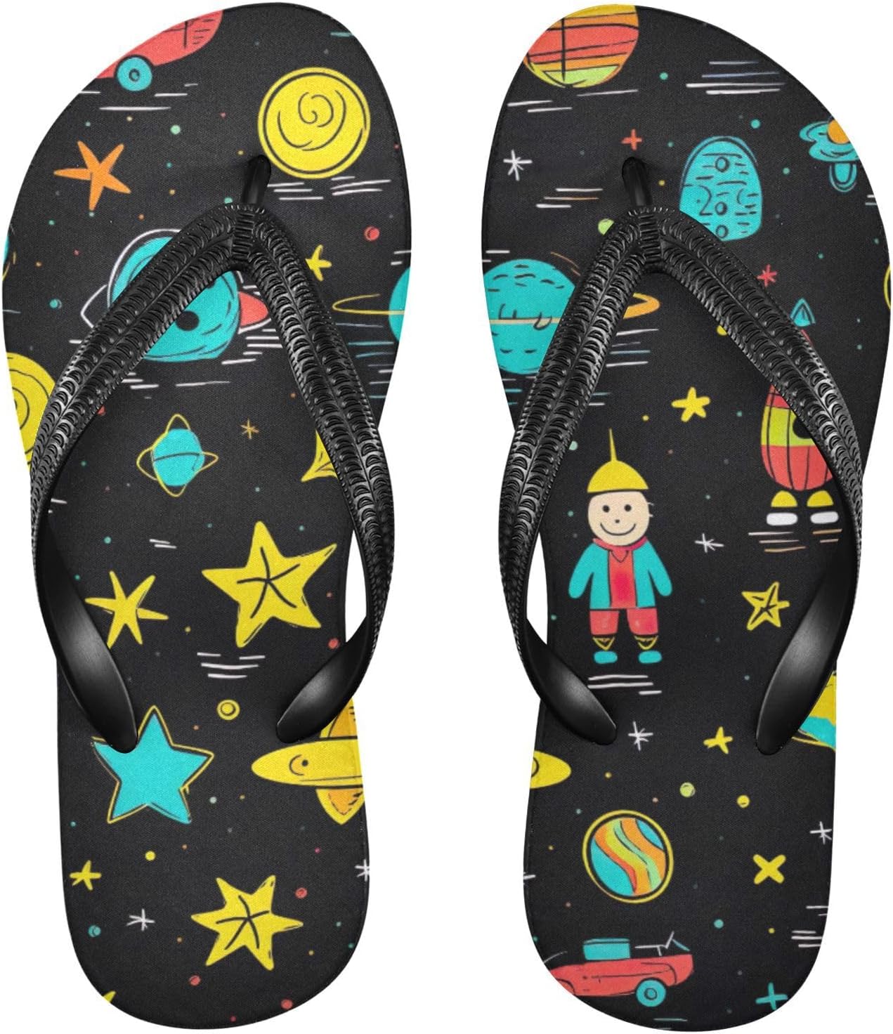 

Женские и мужские летние повседневные сандалии Space Planet Rocket Flip Flop для пляжа и душа Kfbe