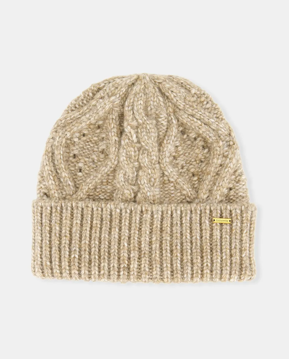 

Вязаная шапка с листочками Tintoretto, экрю