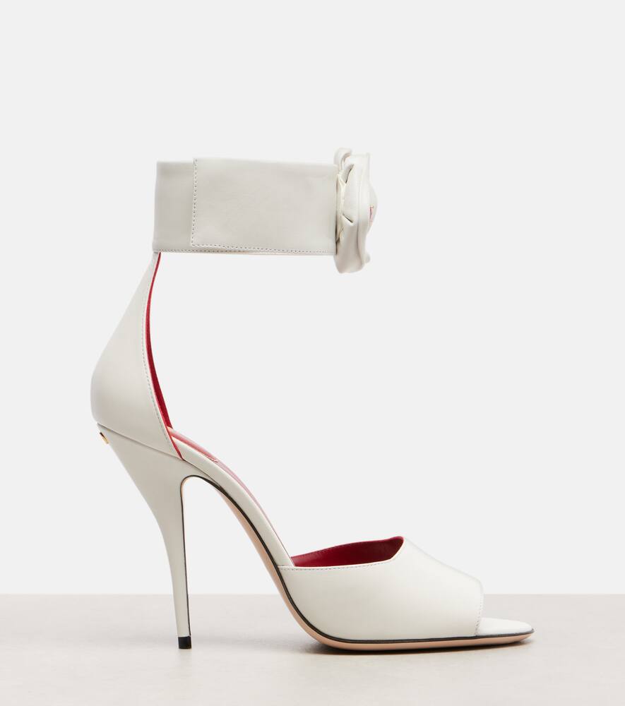 Сандалии из кожи с декором Drip Rose Valentino Garavani, Bianco/Multicolor — фото 4