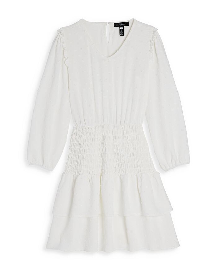 

Платье в горошек с длинными рукавами AQUA для девочек, Little Kid, Big Kid, белый