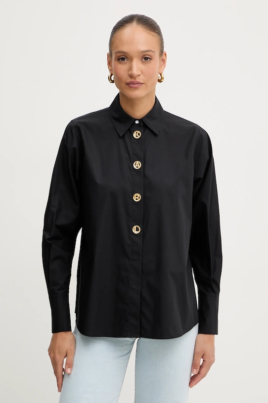 

Хлопковая рубашка Karl Lagerfeld, черный