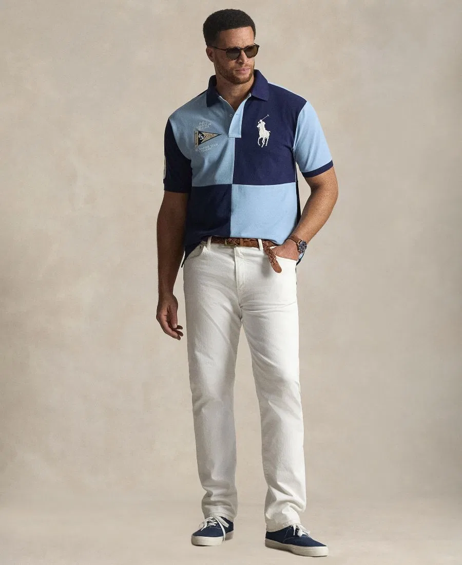 Мужская классическая сетчатая рубашка-поло больших размеров Polo Ralph Lauren, темно-синий/синий — фото 2