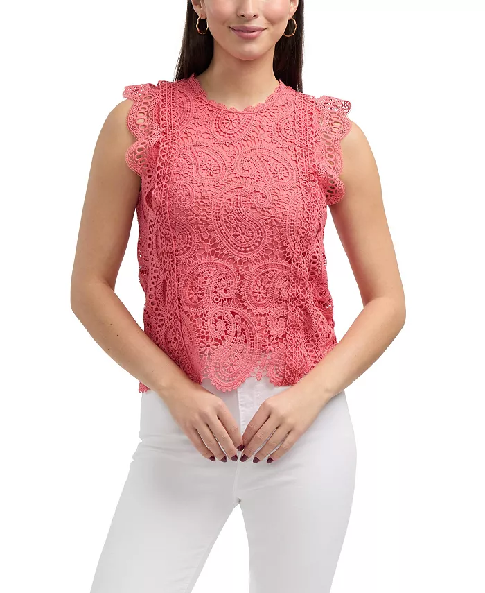 

Женский кружевной топ без рукавов Ellen Tracy, оранжевый