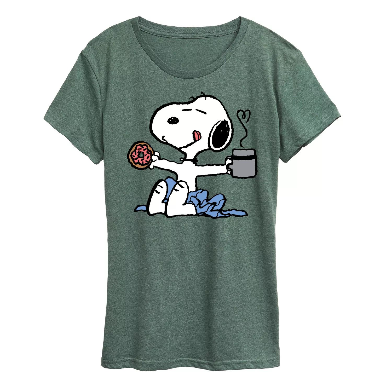 

Женская футболка с рисунком Peanuts Donut Coffee Snoopy Licensed Character