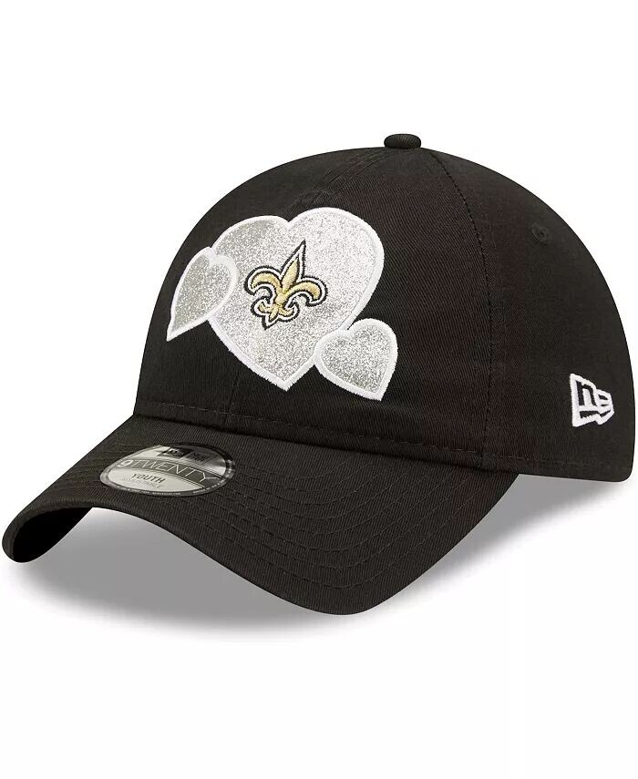 

Маленькая девочка черная New Orleans Saints Hearts 9Twenty регулируемая шляпа New Era