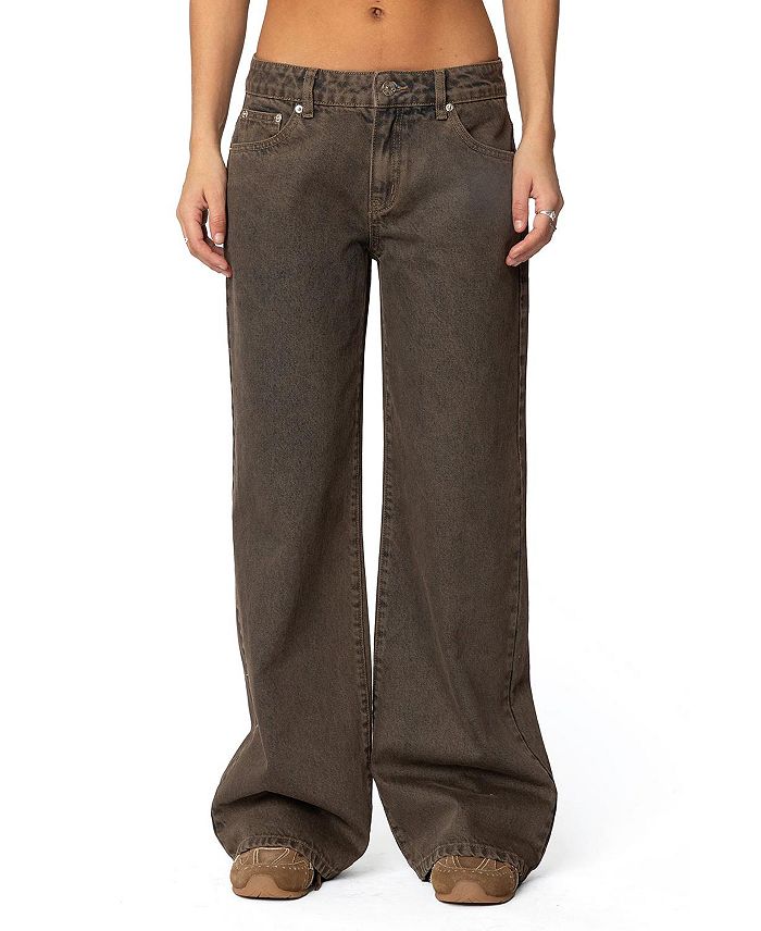 

Джинсы Zahra Mud Wash с низкой посадкой Edikted, коричневый
