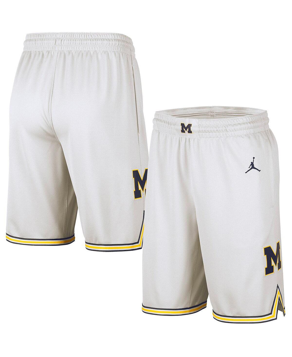 

Мужские брендовые белые баскетбольные шорты Michigan Wolverines Replica Team Jordan