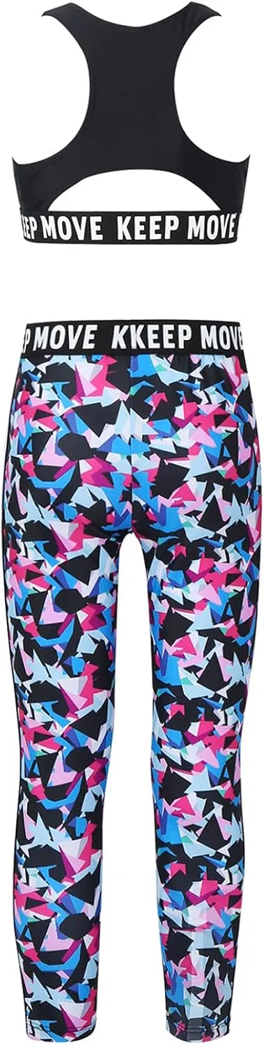 Детский спортивный комплект топ и леггинсы Moggemol, принт, Colorful-rhombus — фото 3