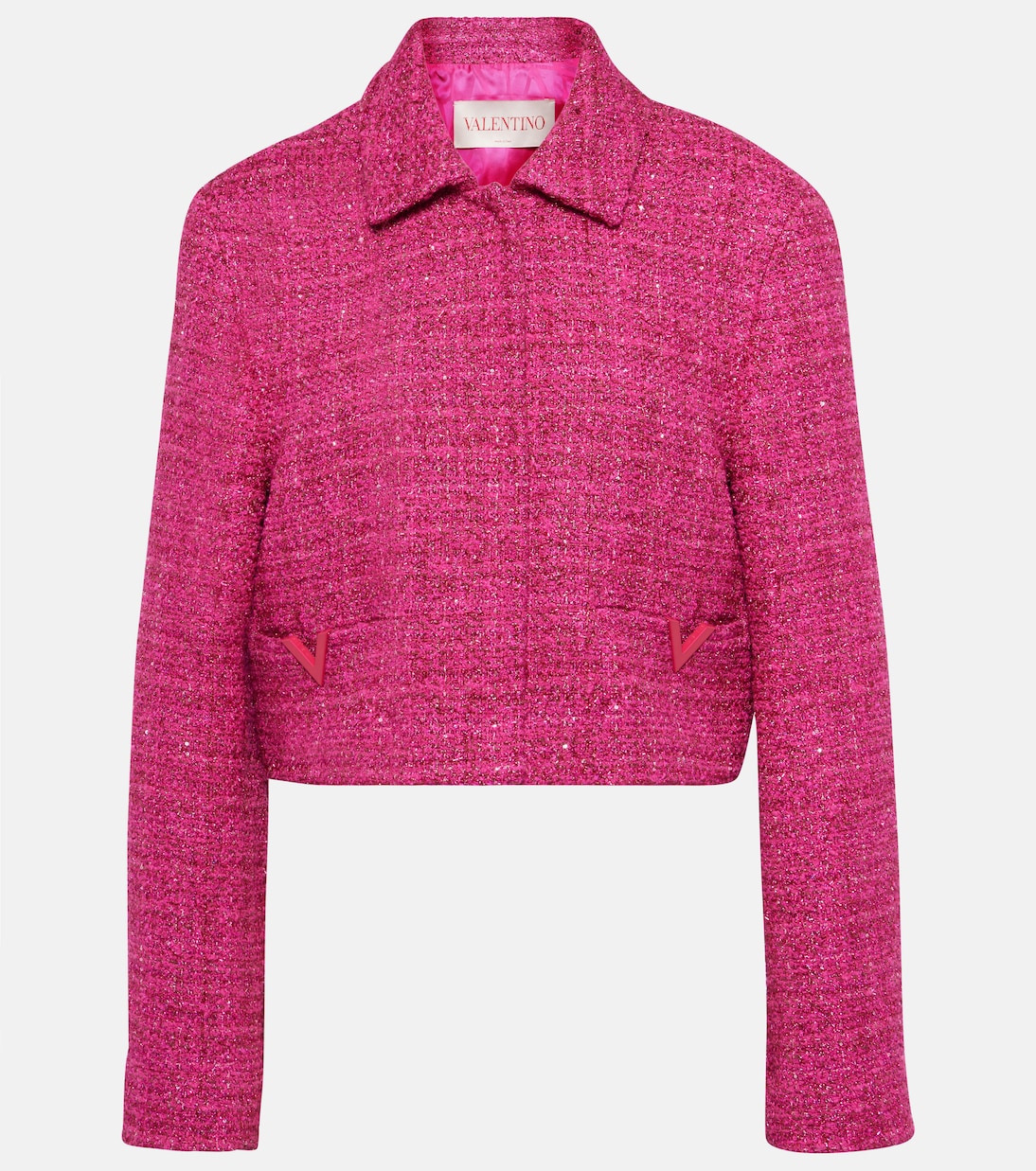 

Укороченный твидовый жакет VGold Valentino, Pink Pp Lurex
