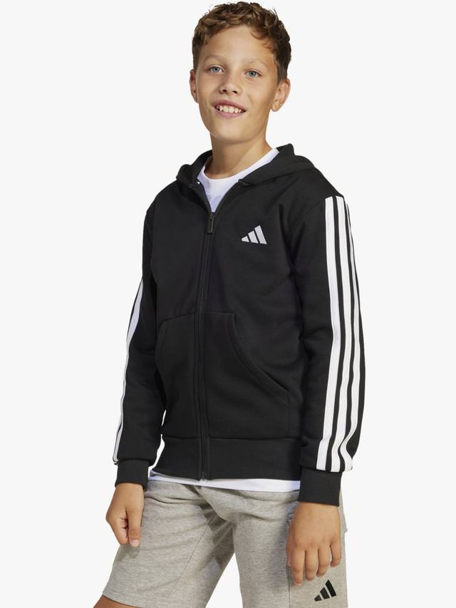 

Детская универсальная толстовка с молнией из хлопковой смеси adidas, Black/White