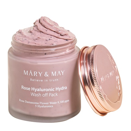 

Mary&May Vegan Rose Hyaluronic Hydra Смываемая маска 125 г - Очищение пор Контроль кожного сала Длительное увлажнение Гиалуроновая глина с лепестками роз Корейский уход за лицом