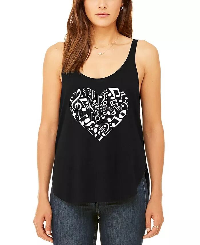 

Женская майка премиум-класса Word Art Flowy Heart Notes LA Pop Art, черный