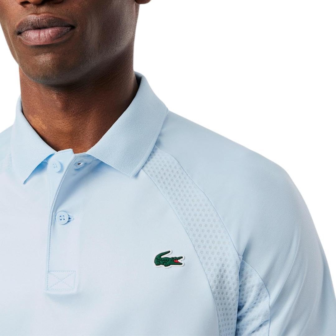 Поло, Lacoste Sport X Daniil Medvedev, теннисное, голубой/ярко-зеленый — фото 2