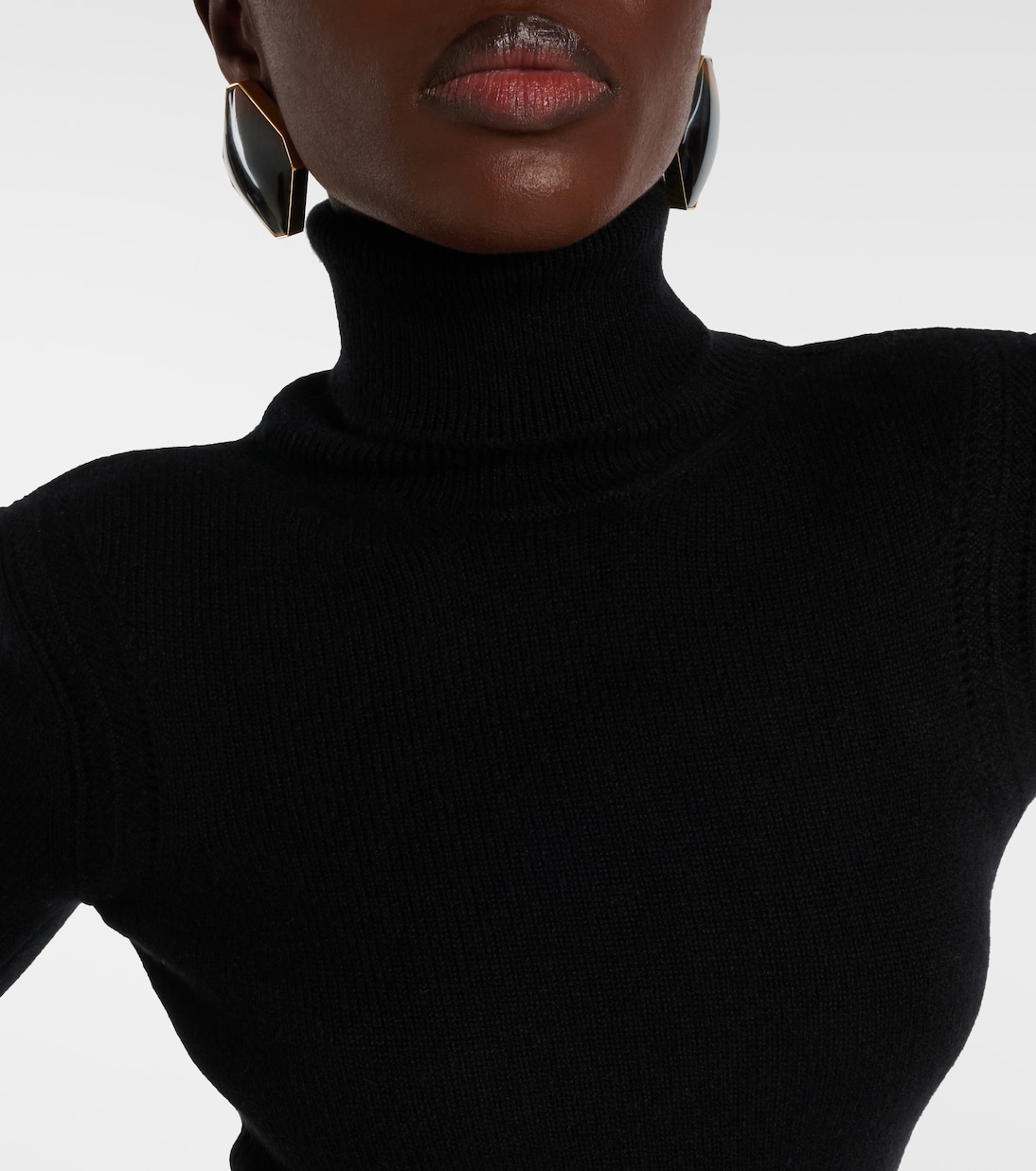 Платье-макси из кашемира с высоким воротником Tom Ford, черный — фото 4