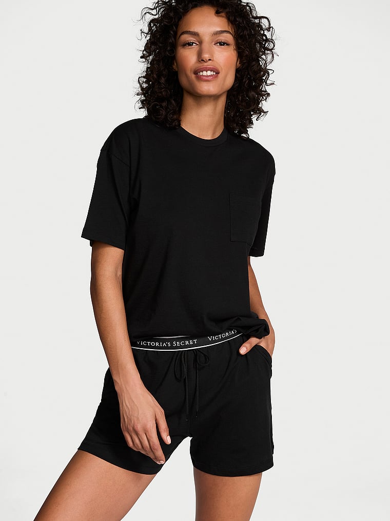 

Короткий пижамный комплект из 100% хлопка Victoria'S Secret, черный