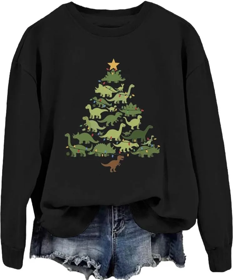 

Свитшот с динозаврами и рождественской елкой