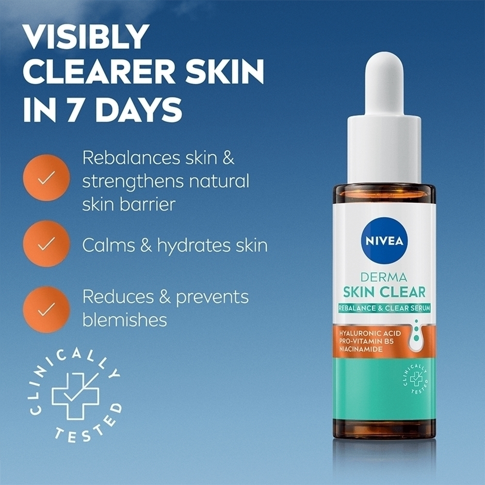 Сыворотка Nivea — Derma skin clear омолаживающая для лица для проблемной кожи, 30 мл — фото 2
