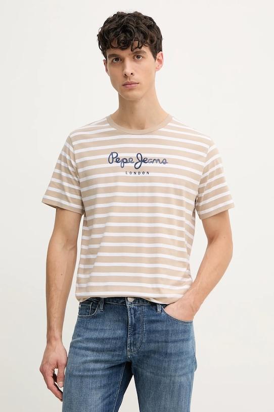 

Хлопковая футболка Pepe Jeans, бежевый