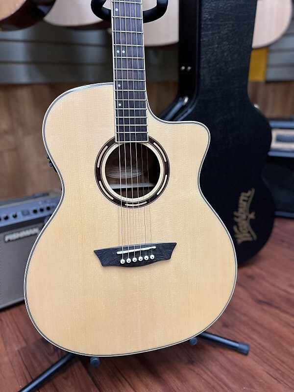 

Акустическая гитара Washburn AG70CE Apprentice Series Acoustic Electric Guitar 2022 - Natural Gloss w/hard case. New!